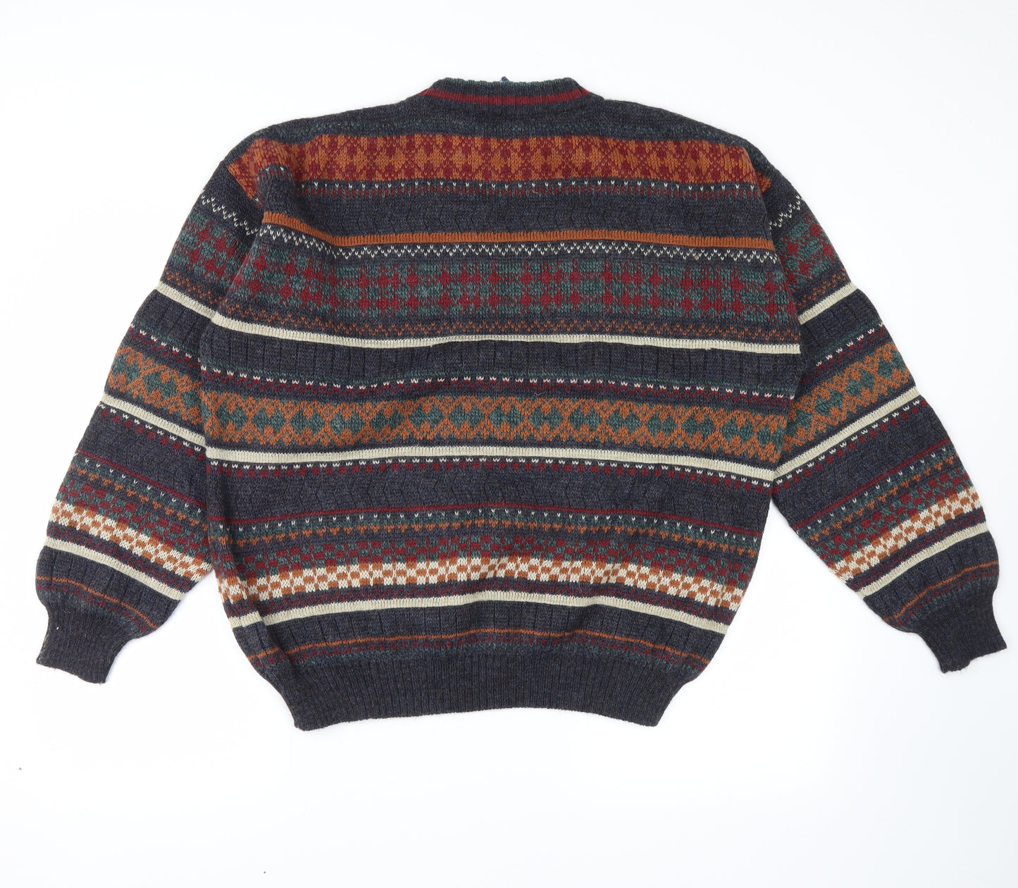bresci Mens Grey Fair Isle  Pullover Jumper Size M