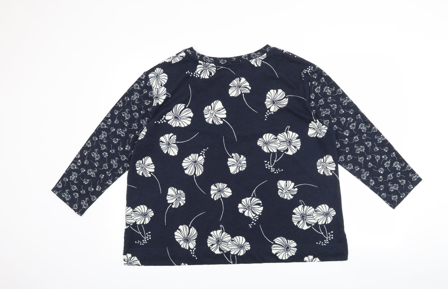 M&S Womens Blue Floral  Pullover Jumper Size 16