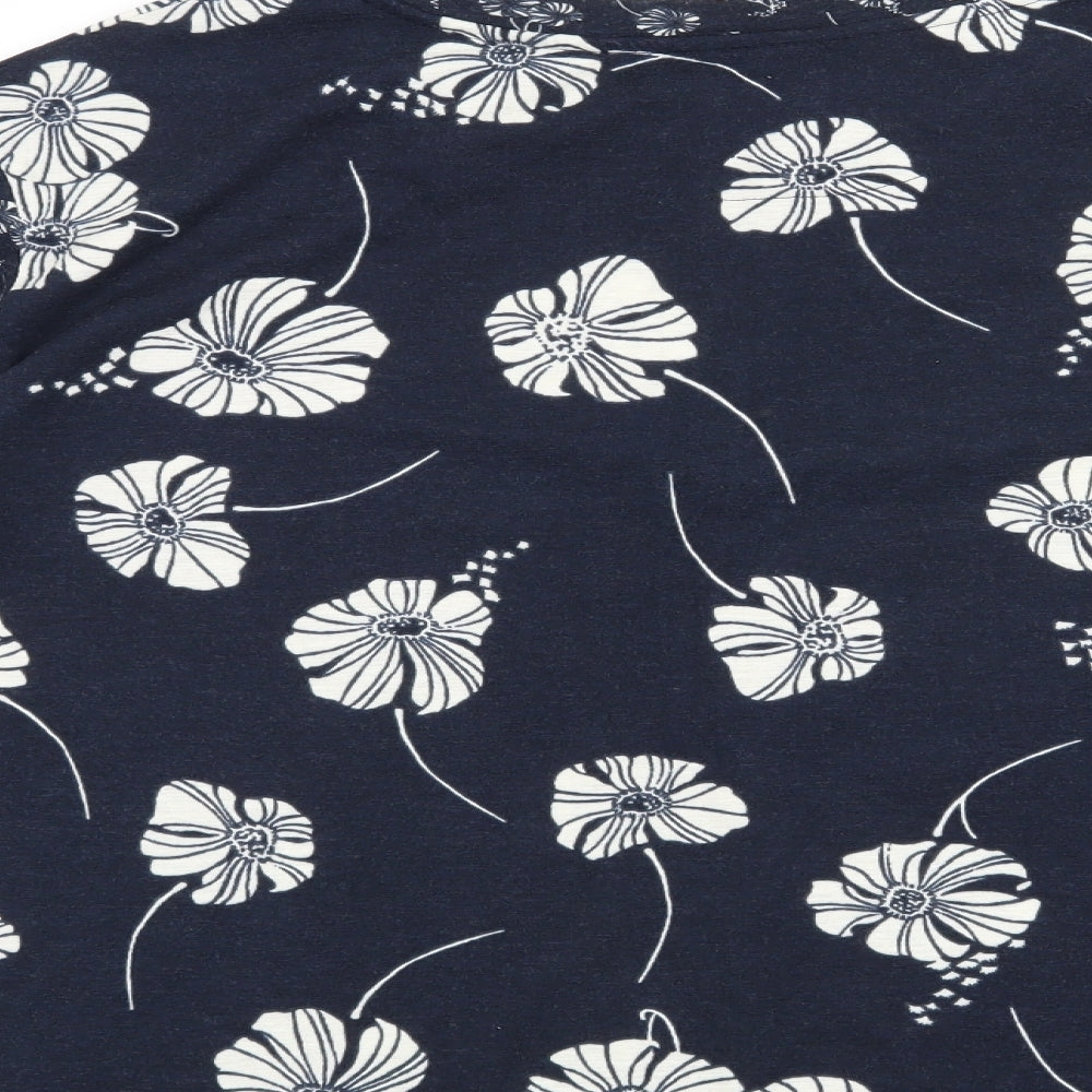 M&S Womens Blue Floral  Pullover Jumper Size 16