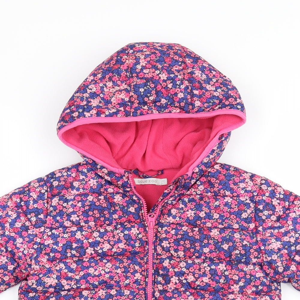 Blue Zoo Girls Pink Floral  Puffer Jacket Coat Size 4-5 Years