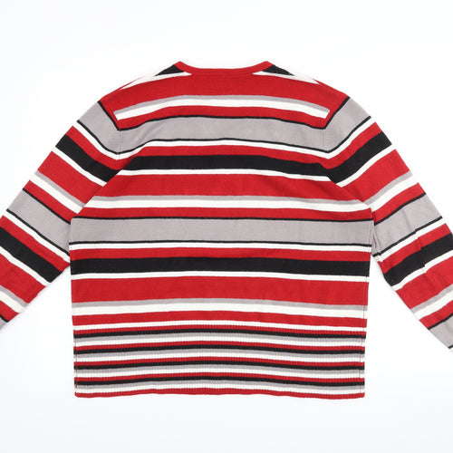 JORDANA Womens Red Striped  Pullover Jumper Size 3XL