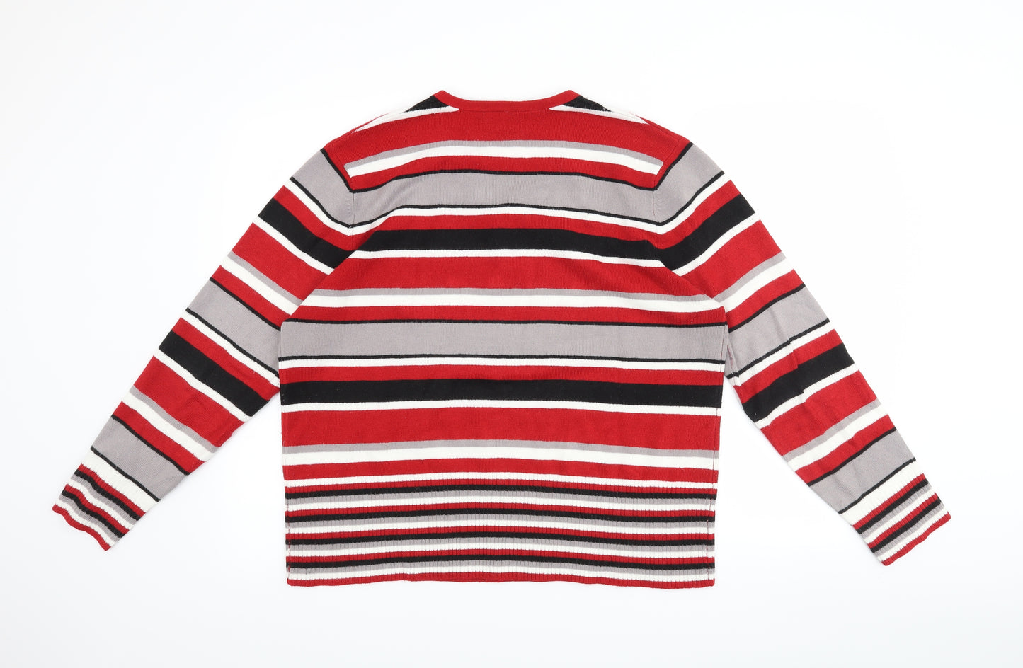 JORDANA Womens Red Striped  Pullover Jumper Size 3XL