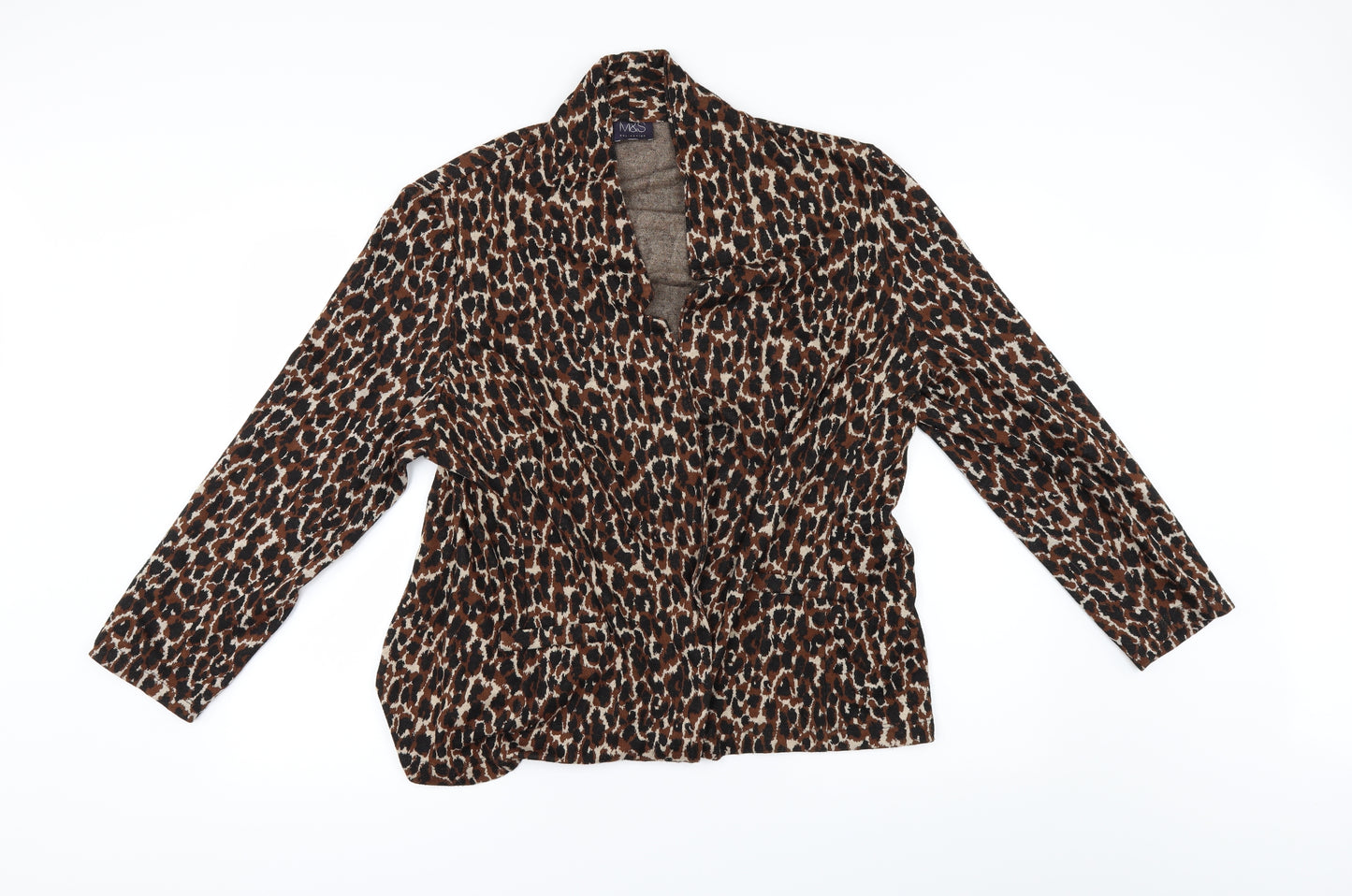 Marks and Spencer Womens Brown Animal Print  Cardigan Jumper Size 22