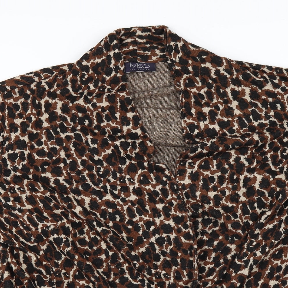 Marks and Spencer Womens Brown Animal Print  Cardigan Jumper Size 22