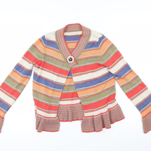Marks and Spencer Girls Multicoloured Striped  Cardigan Jumper Size 9-10 Years