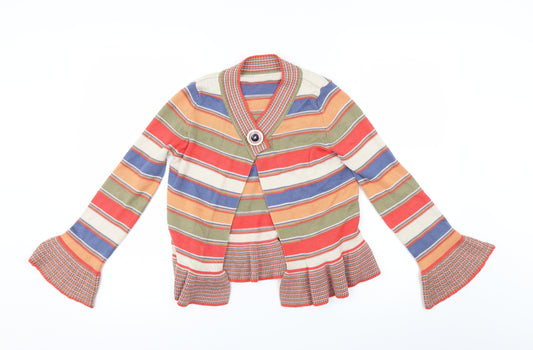 Marks and Spencer Girls Multicoloured Striped  Cardigan Jumper Size 9-10 Years