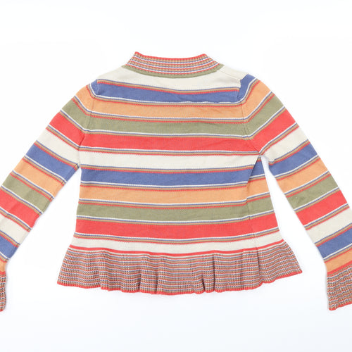 Marks and Spencer Girls Multicoloured Striped  Cardigan Jumper Size 9-10 Years