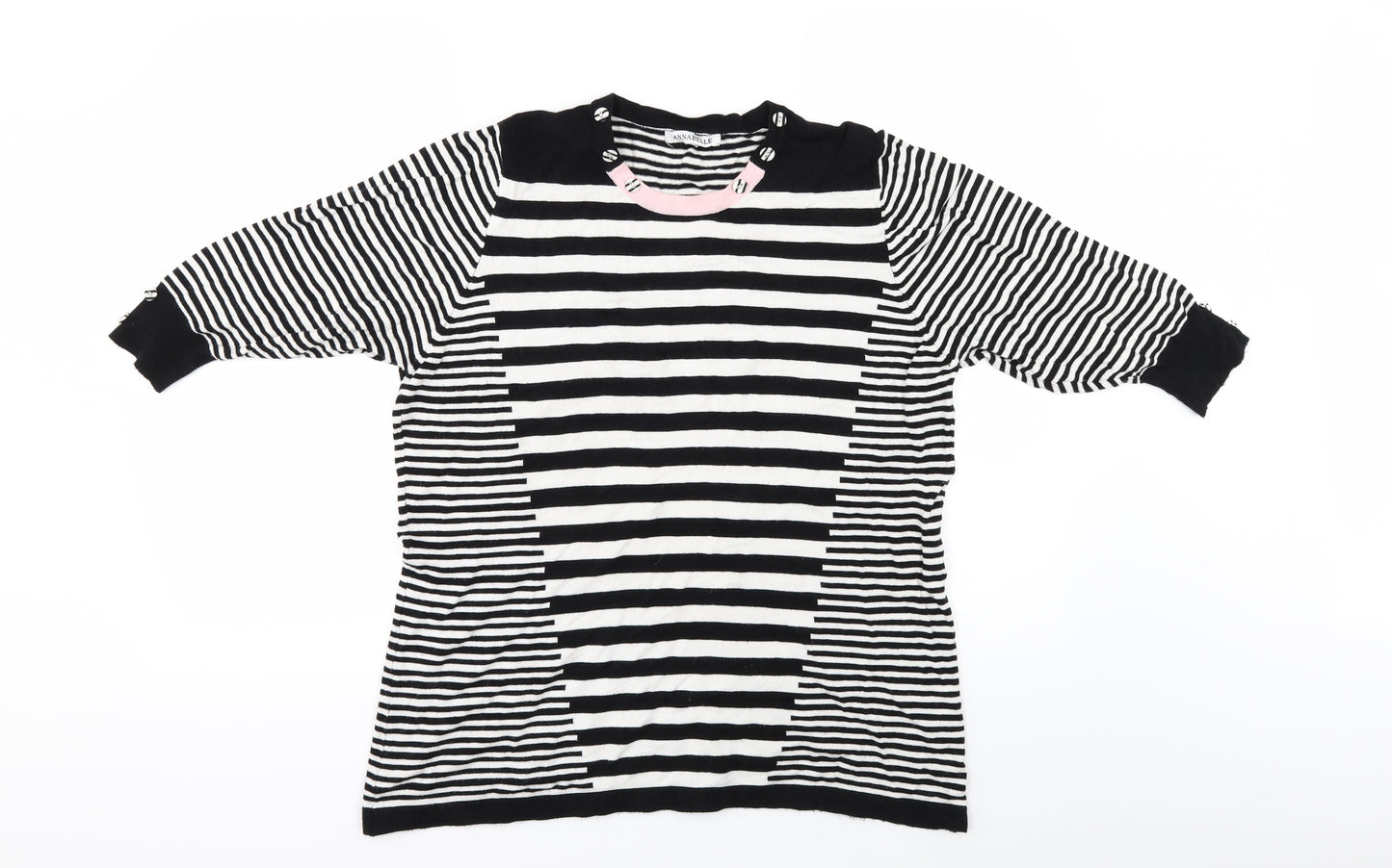 Annabelle Womens White Striped  Basic Blouse Size 14
