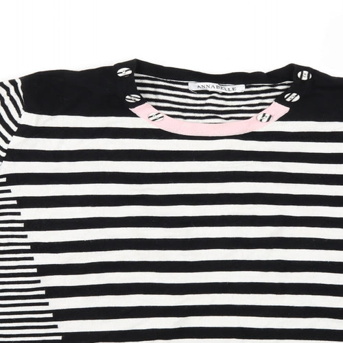 Annabelle Womens White Striped  Basic Blouse Size 14