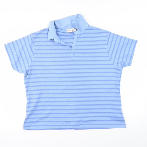 Bonmarché Mens Blue Striped   Polo Size XL