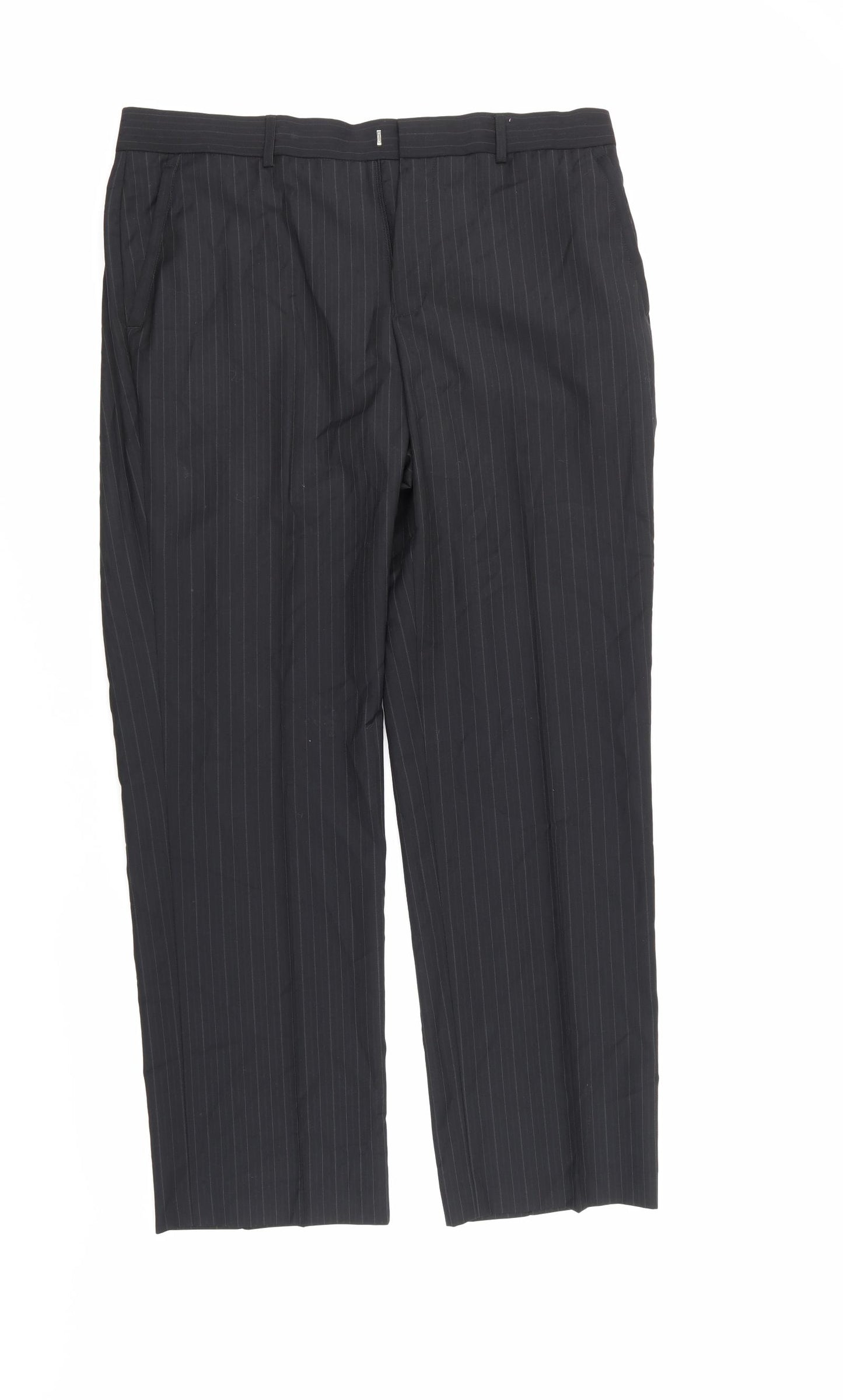 Preworn Mens Black Striped   Suit Trousers Size 36 L31 in