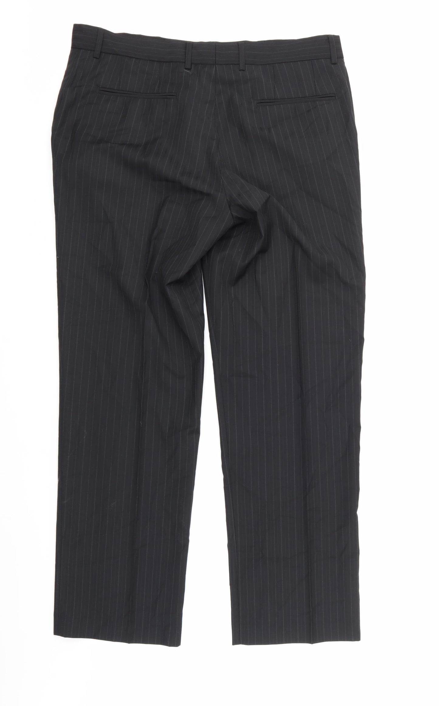 Preworn Mens Black Striped   Suit Trousers Size 36 L31 in