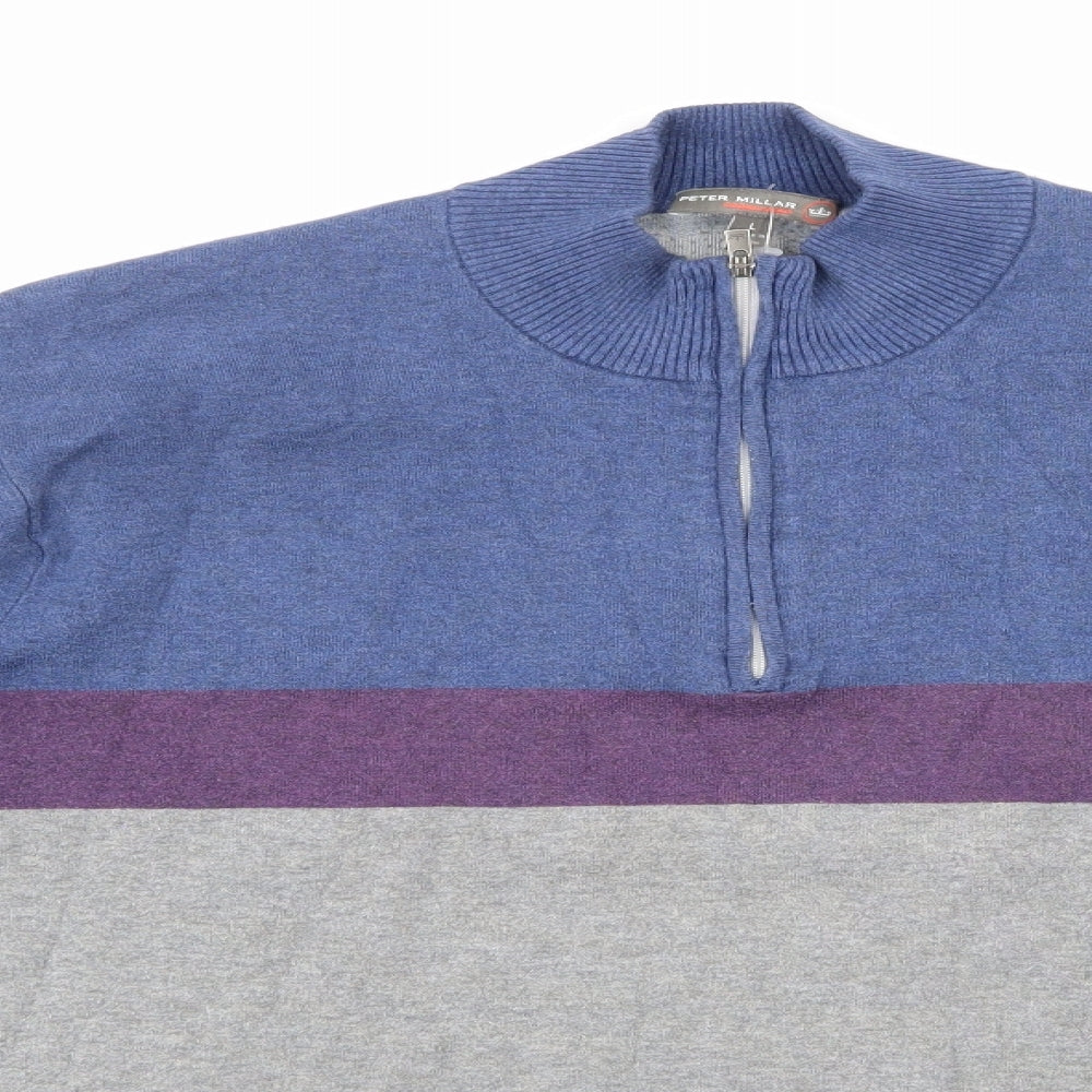 Peter Millar Mens Multicoloured Striped  Pullover Jumper Size L