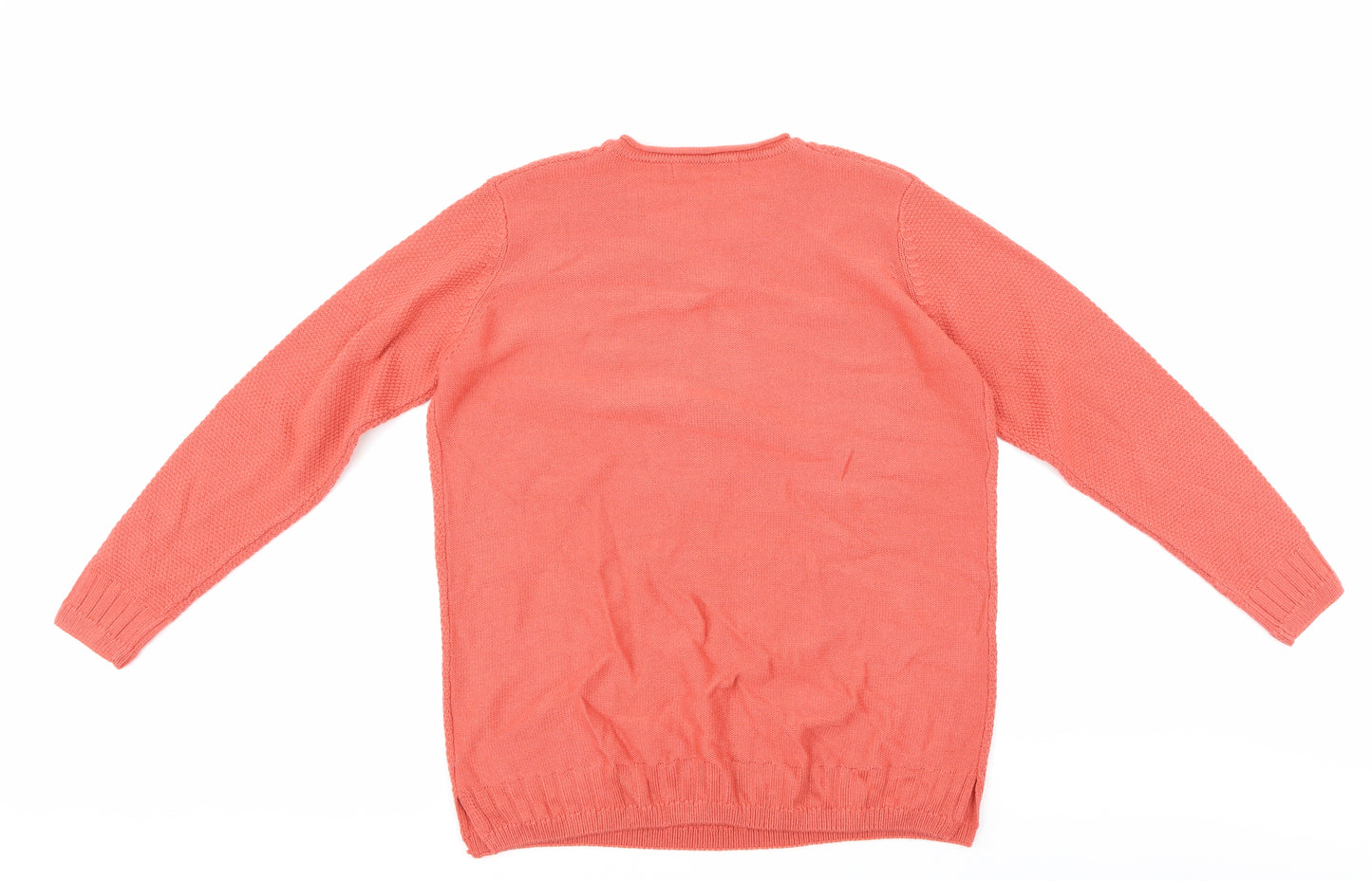 Isle Womens Orange Argyle/Diamond  Pullover Jumper Size M