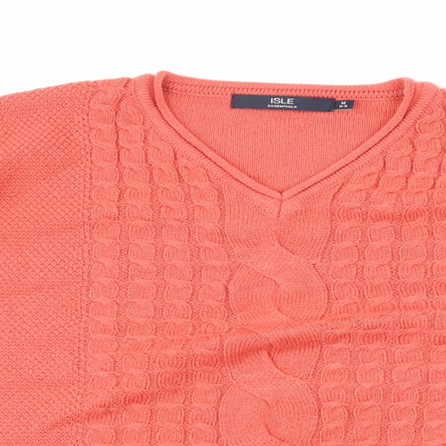 Isle Womens Orange Argyle/Diamond  Pullover Jumper Size M