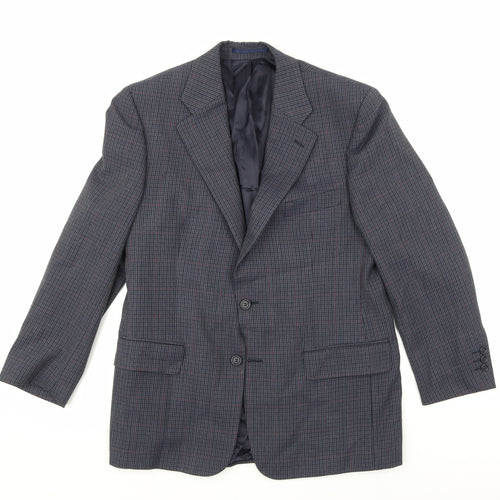 Preworn Mens Blue Herringbone  Jacket Suit Jacket Size 38