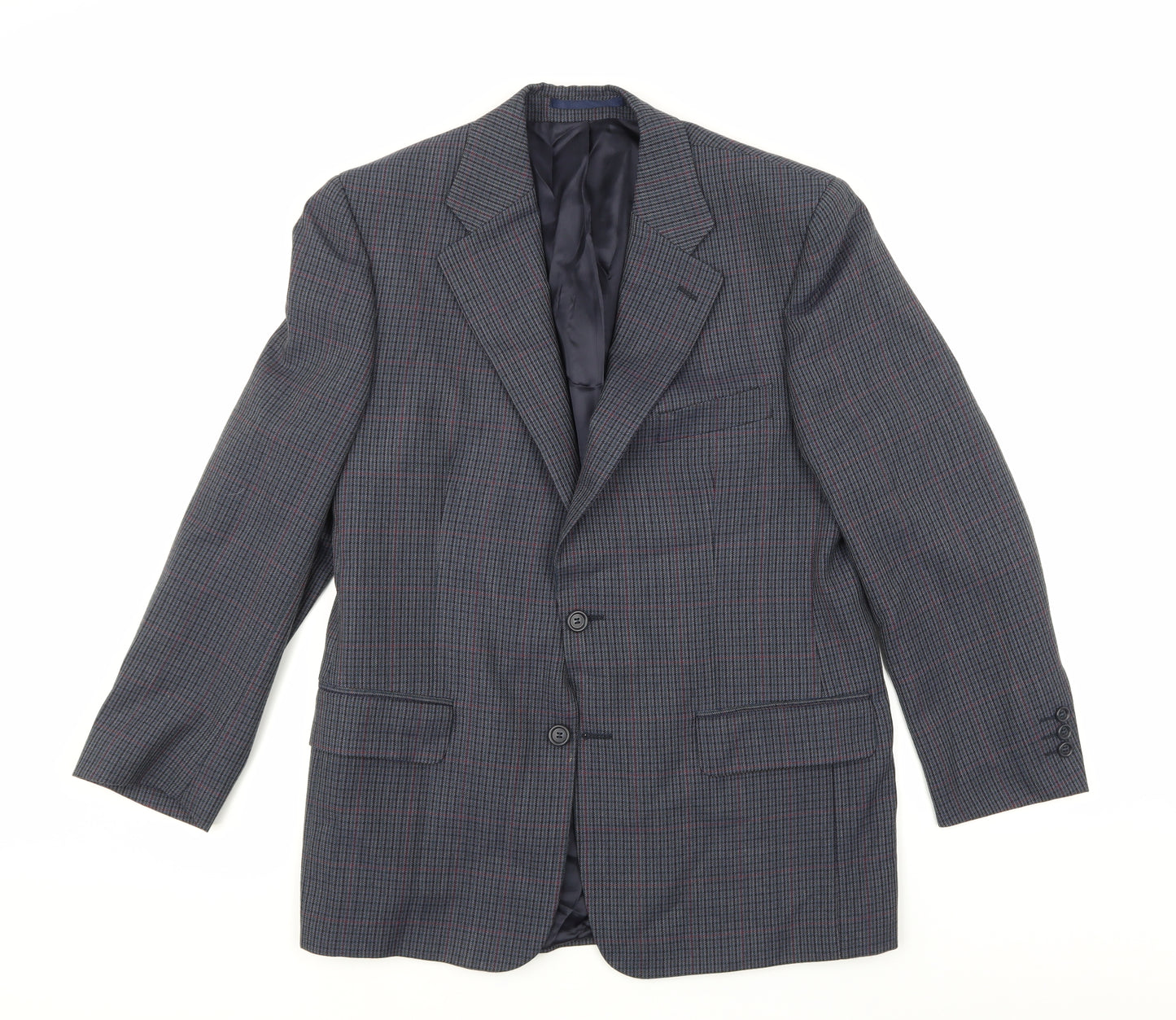 Preworn Mens Blue Herringbone  Jacket Suit Jacket Size 38