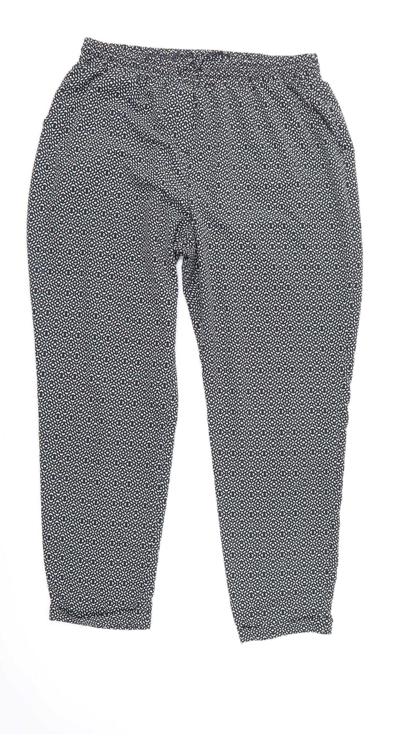 NEXT Womens Blue Geometric  Cropped Trousers Size 14 L22 in