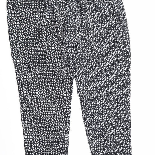 NEXT Womens Blue Geometric  Cropped Trousers Size 14 L22 in
