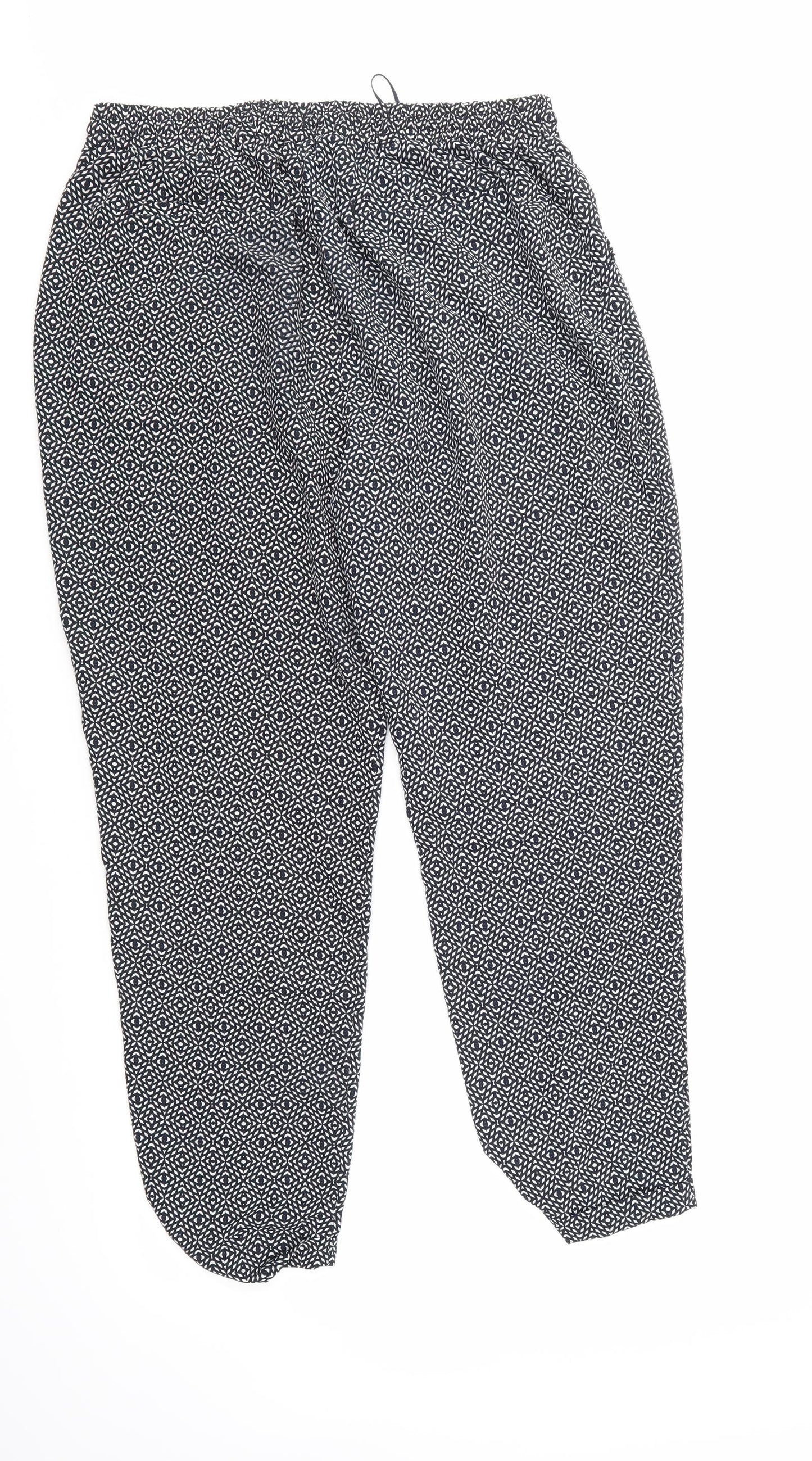 NEXT Womens Blue Geometric  Cropped Trousers Size 14 L22 in