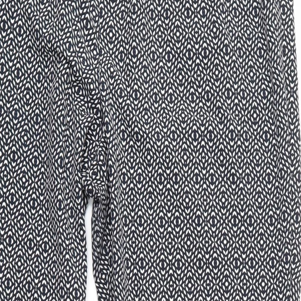 NEXT Womens Blue Geometric  Cropped Trousers Size 14 L22 in
