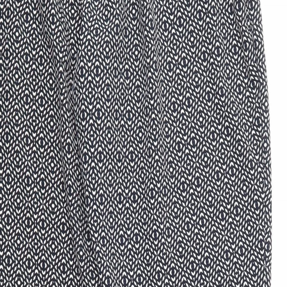 NEXT Womens Blue Geometric  Cropped Trousers Size 14 L22 in