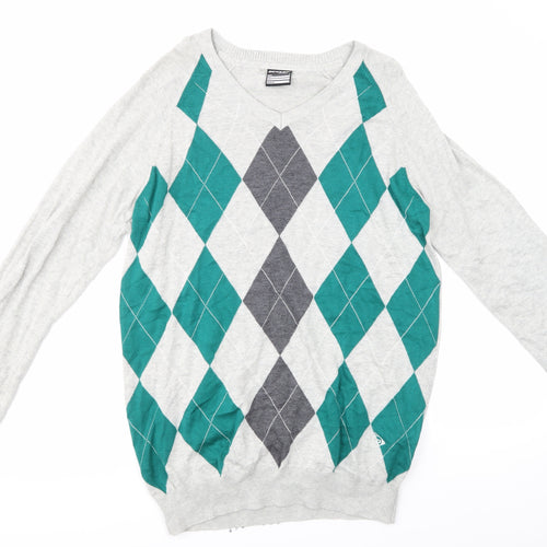 Dunlop Mens Multicoloured Argyle/Diamond  Henley Jumper