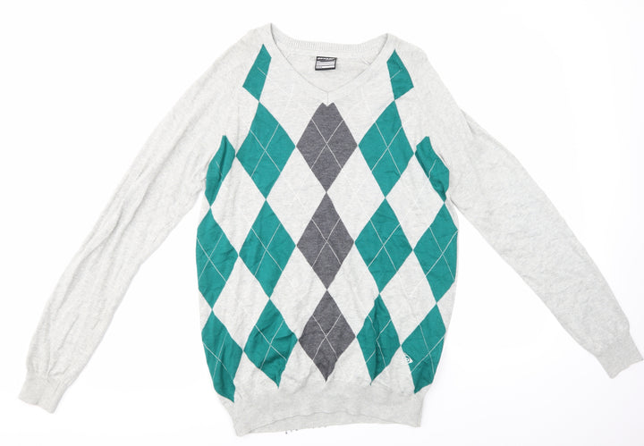Dunlop Mens Multicoloured Argyle/Diamond  Henley Jumper