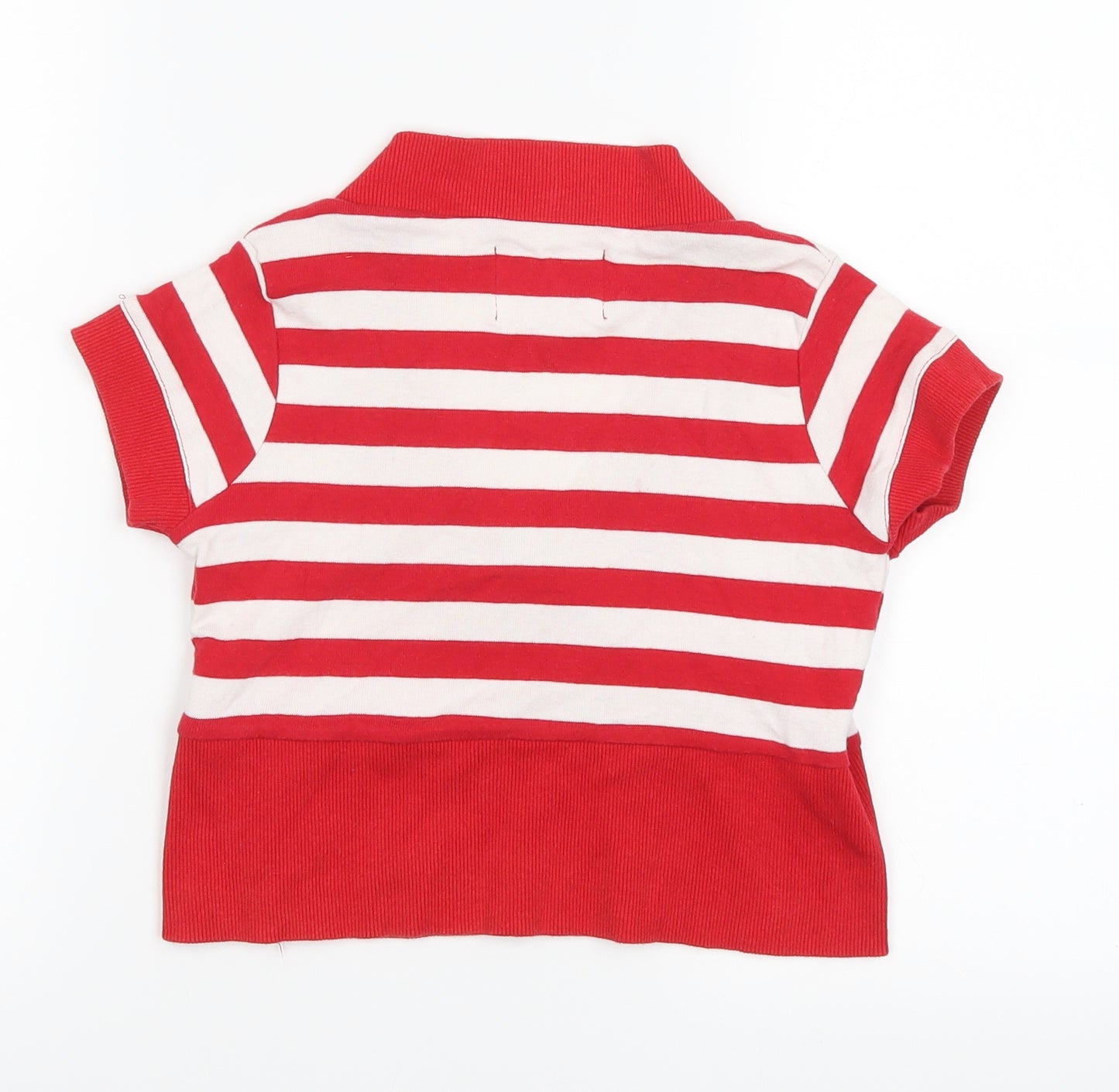 Valesi Womens Red Striped  Cropped T-Shirt Size S