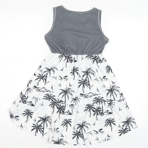 Preworn Girls Blue Striped  Fit & Flare  Size 8-9 Years