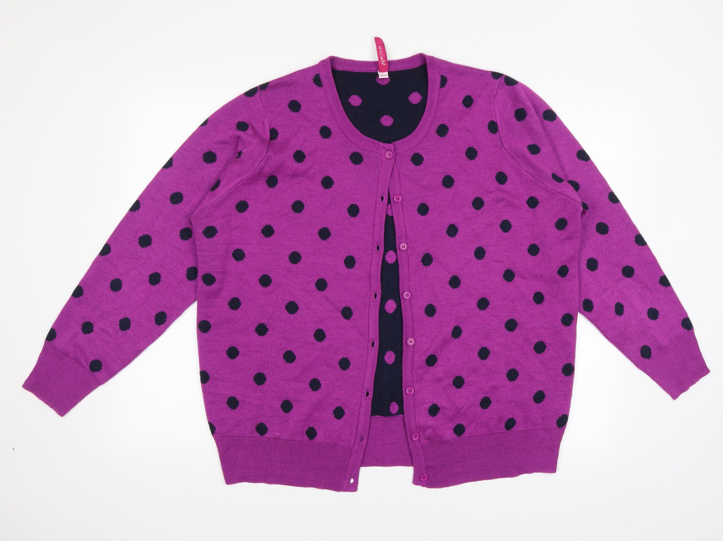 Marisota Womens Purple Polka Dot  Cardigan Jumper Size 16