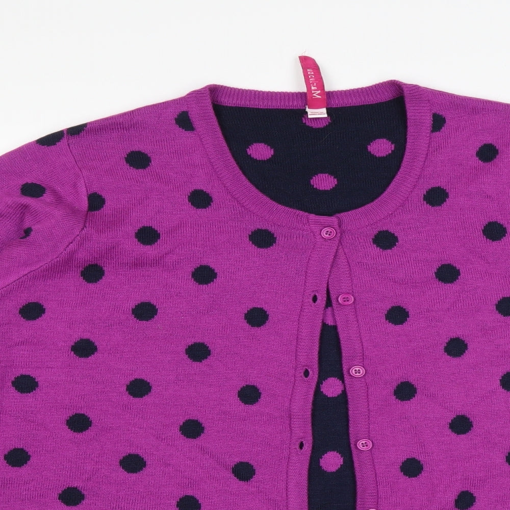Marisota Womens Purple Polka Dot  Cardigan Jumper Size 16