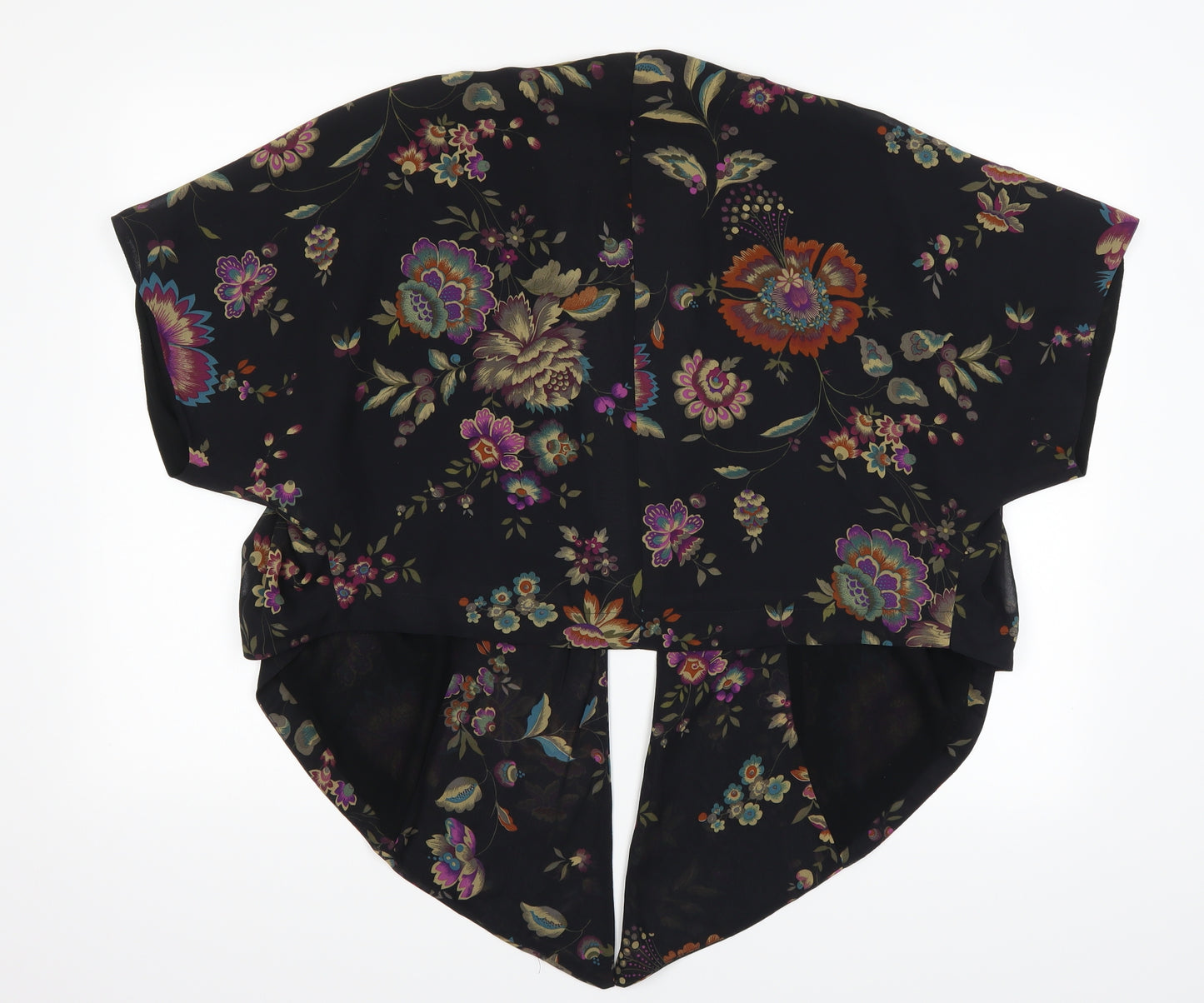 Warehouse Womens Black Floral  Kimono Coatigan Size M