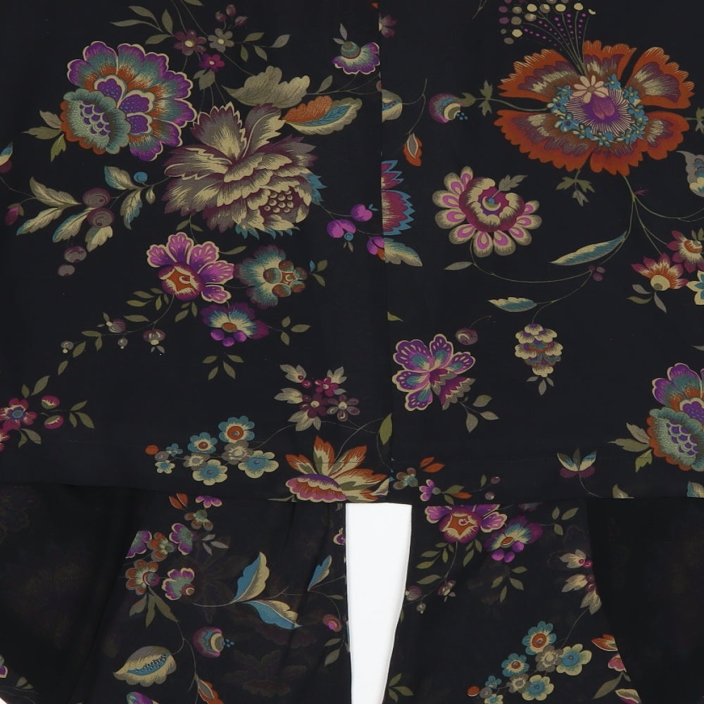 Warehouse Womens Black Floral  Kimono Coatigan Size M