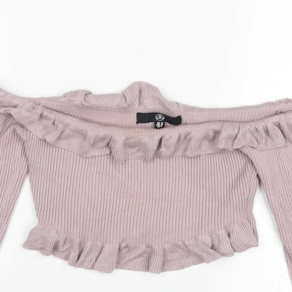 Missguided Womens Purple Animal Print  Pullover Jumper Size 10