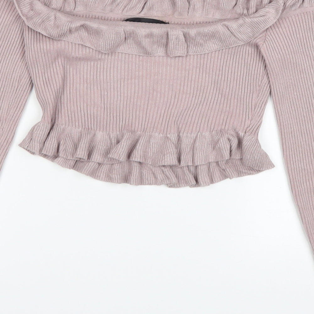 Missguided Womens Purple Animal Print  Pullover Jumper Size 10