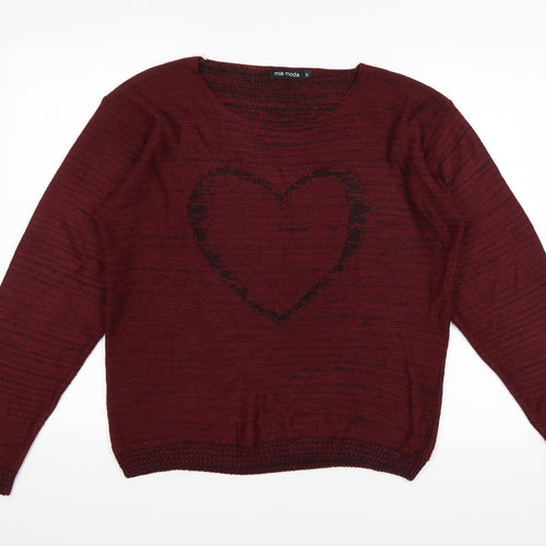 Mia Moda Womens Red   Pullover Jumper Size M