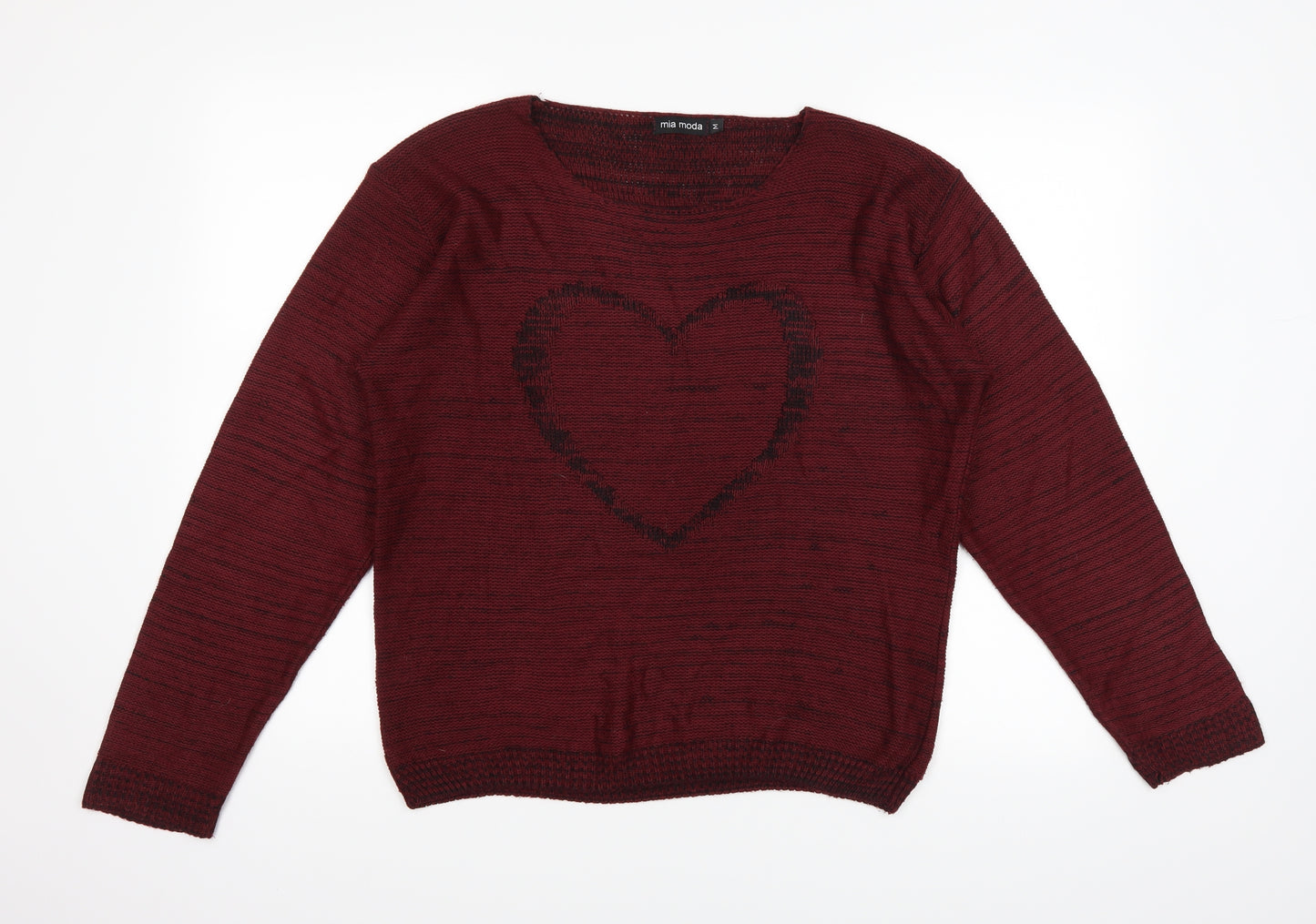 Mia Moda Womens Red   Pullover Jumper Size M