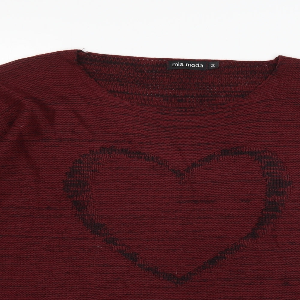 Mia Moda Womens Red   Pullover Jumper Size M