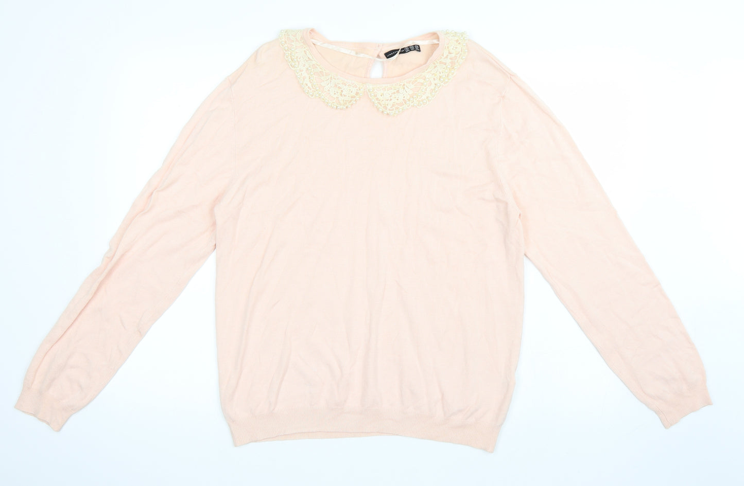 Primark Womens Pink   Pullover Jumper Size 18  - Lace Collar Detail