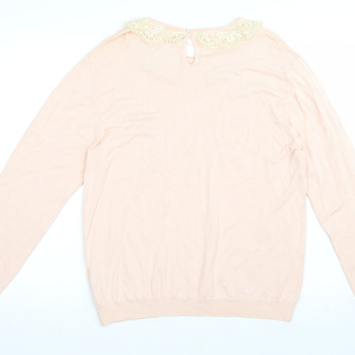 Primark Womens Pink   Pullover Jumper Size 18  - Lace Collar Detail