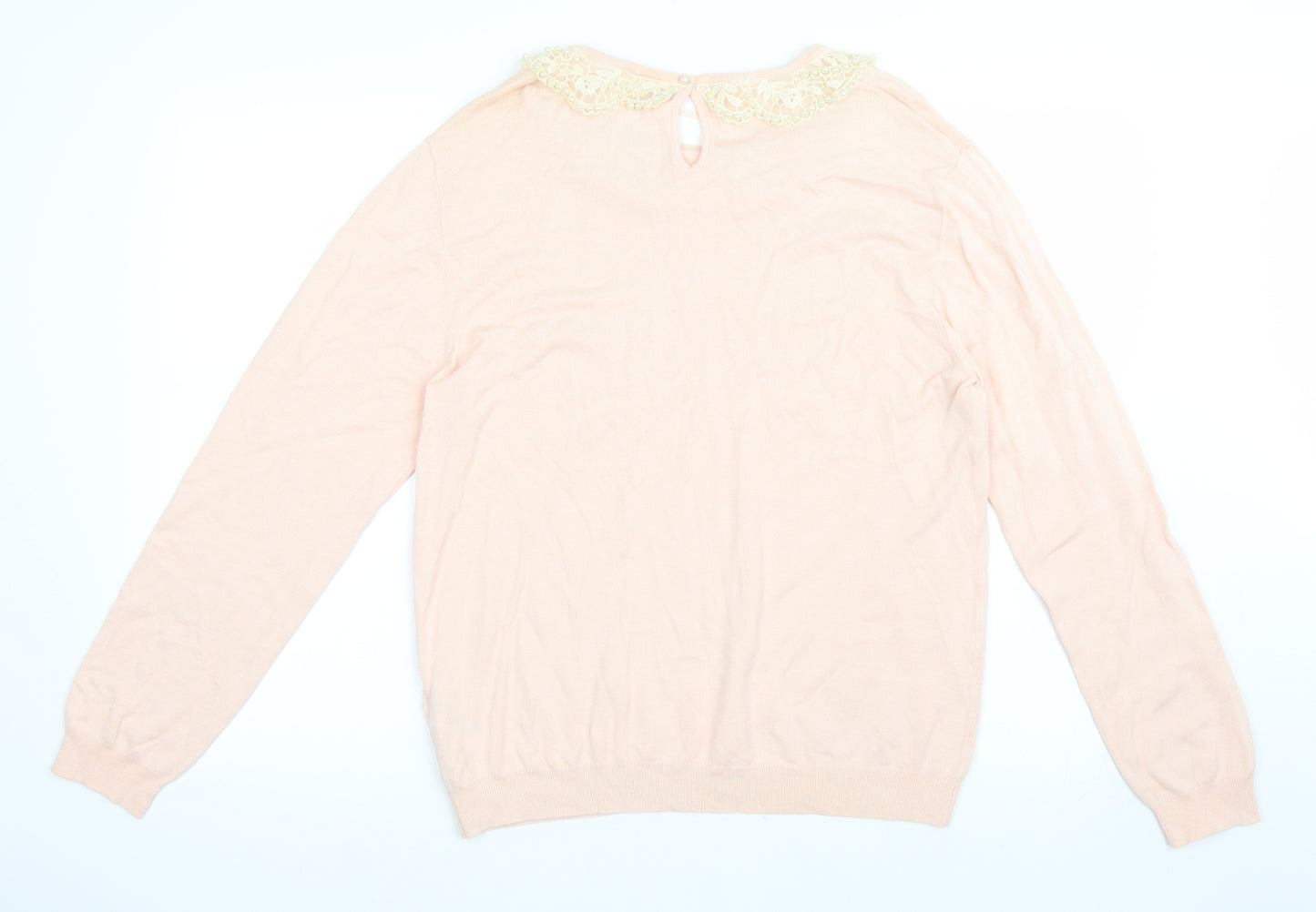 Primark Womens Pink   Pullover Jumper Size 18  - Lace Collar Detail
