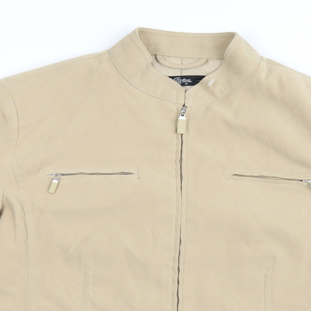 Felisa Womens Beige   Jacket  Size 14