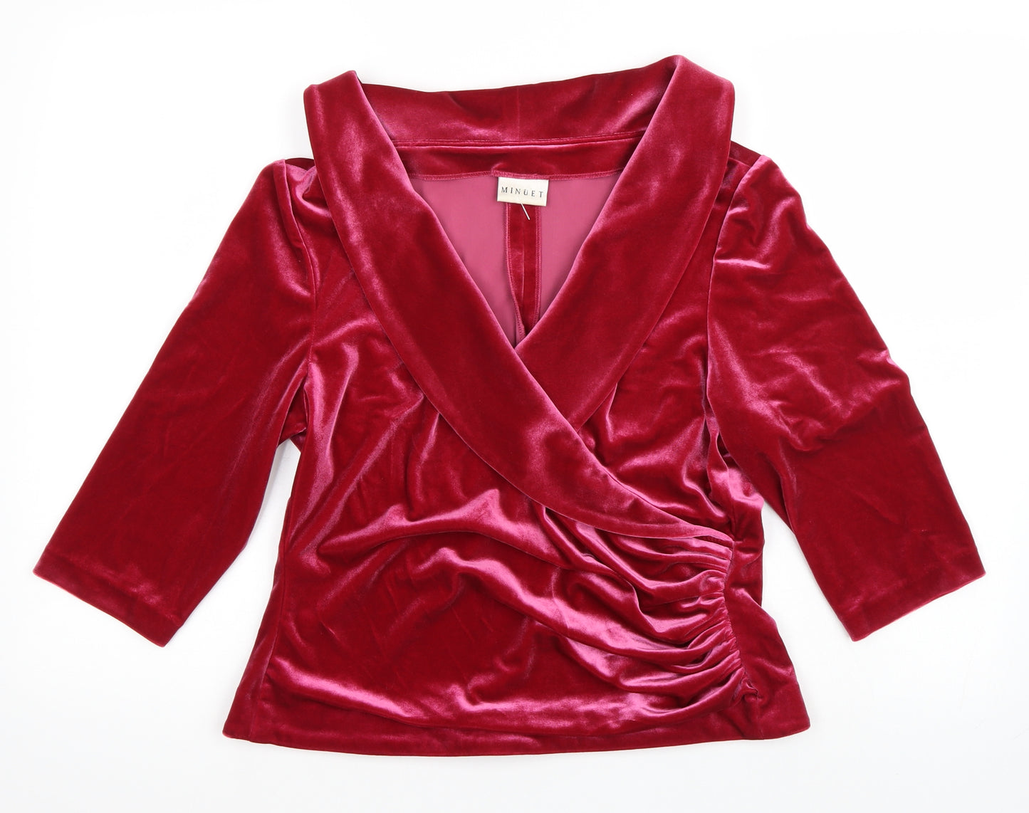 Minuet Womens Pink  Velour Basic Blouse Size 16