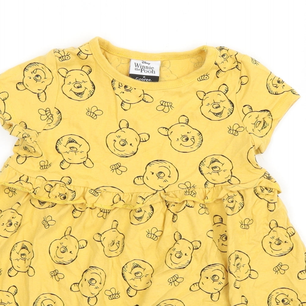 George Girls Yellow   Skater Dress  Size 2-3 Years  - Winnie The Pooh