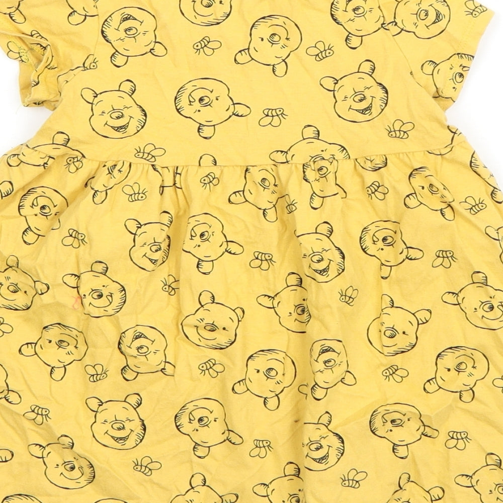 George Girls Yellow   Skater Dress  Size 2-3 Years  - Winnie The Pooh