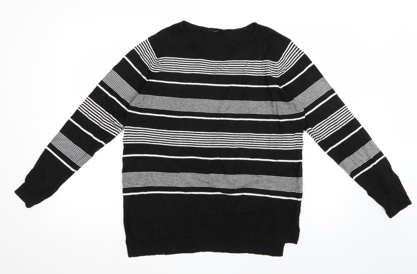 Peacocks Womens Black Striped  Pullover Jumper Size 16
