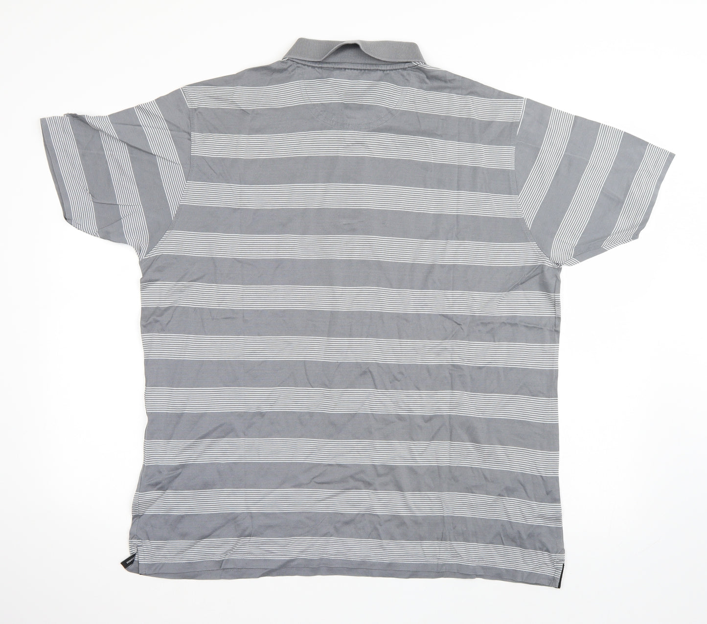 Colin Montgomerie Mens Grey Striped   Polo Size L