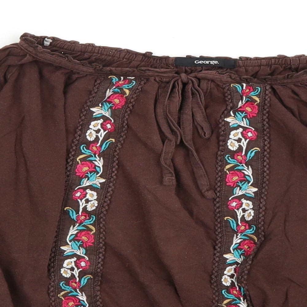 George Womens Brown   Basic Blouse Size 8