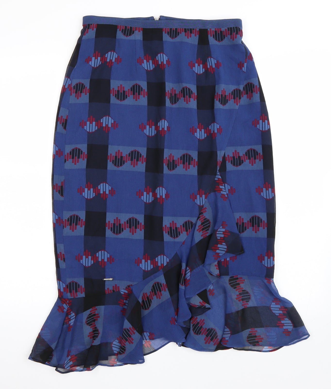 Ted Baker Womens Blue Geometric  A-Line Skirt Size M  - Ted Baker Size 2